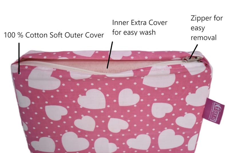 GET IT Multi Use Wedge Pillow for Pregnancy Women and New Born Baby | Lower Back-Pain Relief |Knee Support Between Legs | Anti Vomiting and Milk Spitting for New Born Baby (Heart Pink) - Image 3