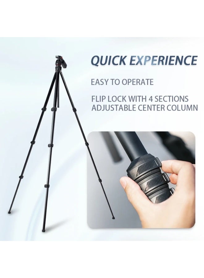 GOOCONG 04 Plus Tripod Black Flexible Lightweight Portable Travel Camera Phone Tripod Stand Adjustable 360 Degree Rotating Head Stable Holder for Photography Videography Vlogging Content Creators - Image 4