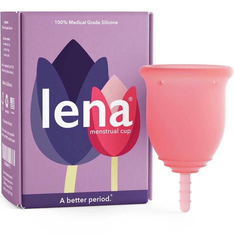 Lena Lena Menstrual Cups Reusable Period Cup TamponsPeriod Underwear and Menstrual Pads Alternative Feminine Care FSA HSA Eligible Silicone Menstrual Cup Made in USA Super Heavy Flow Large Pink