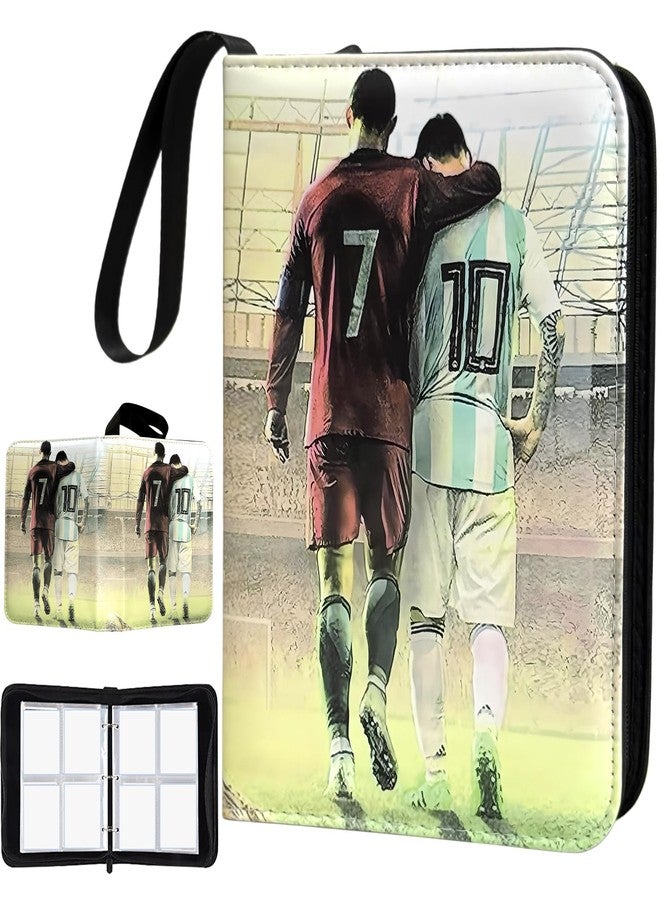 Rmannke Soccer Card Binder - 400 Capacity 4-Pocket Trading Card Album, 3 Ring Card Holder Binder, Waterproof PU Leather, Zip Closure, Perfect Christmas Birthday Gift for Kids & Collectors - Image 1