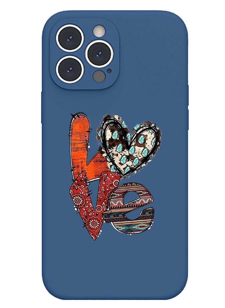 Protective Slim Fit Case Liquid Silicone Cover with Full Body Protection Anti-Scratch Shockproof Case For iPhone 13 Pro Blue  - Love copy