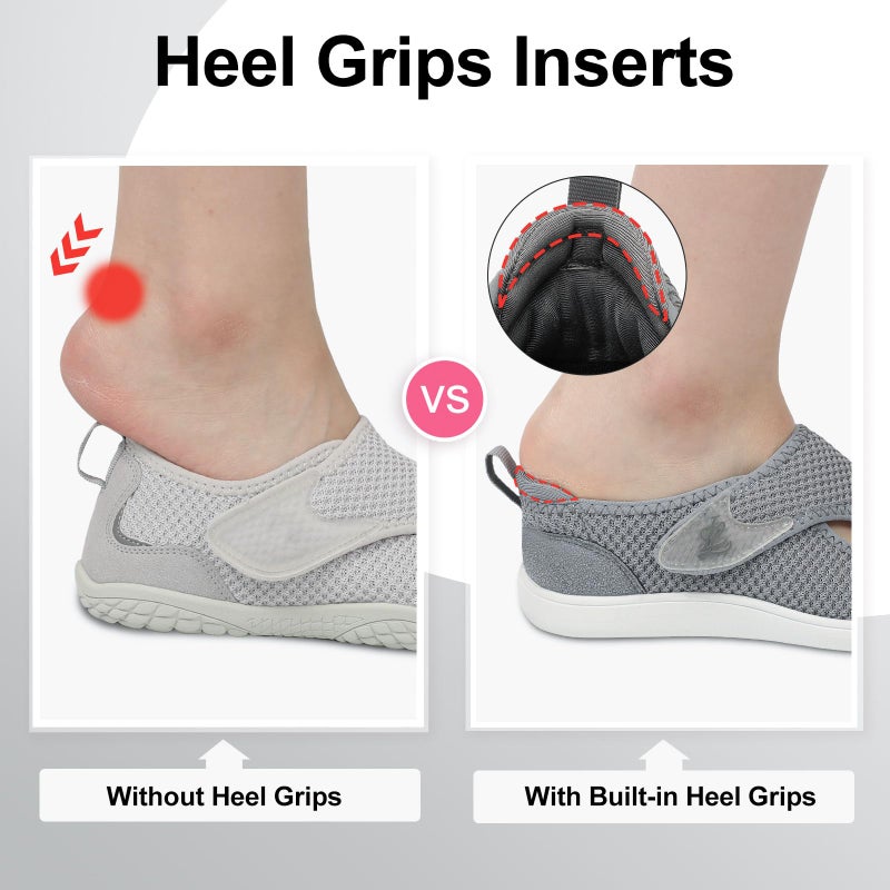 LeIsfIt Womens Wide Toe Box Adjustable Diabetic Shoes Breathable Zero Drop Arthritis Edema Barefoot Shoes Grey Size 8.5 - Image 4
