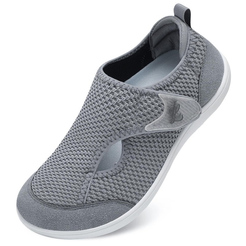 LeIsfIt Womens Wide Toe Box Adjustable Diabetic Shoes Breathable Zero Drop Arthritis Edema Barefoot Shoes Grey Size 8.5 - Image 1