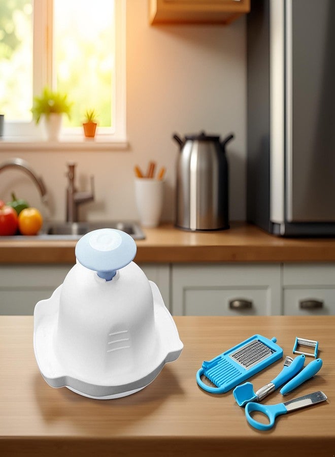 Bwexxt Blue Food Safety Holder for Mandolin Slicer,Finger Anti-Cut Protectors for Vegetable Grater, Peelers and Slicers, Food Slicer Cutter Finger Guard for Mandoline Slicer, Grating and Slicing Tools - Image 5