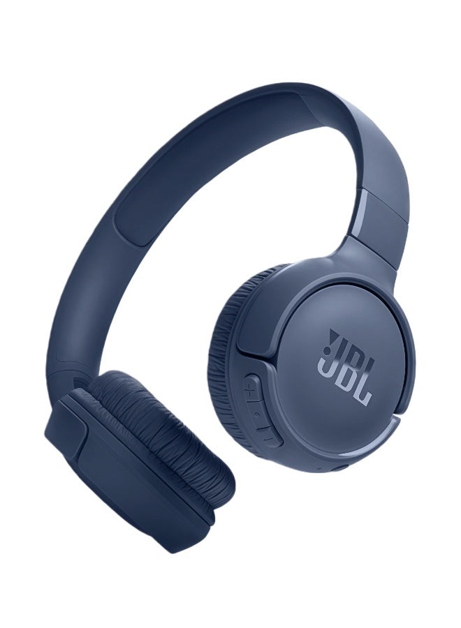 JBL Tune 520BT - Wireless On-Ear Headphones, Up to 57H Battery Life and Speed Charge, Multi Point Connection Lightweight, Comfortable and Foldable Design, Hands-Free Calls with Voice Aware Blue
