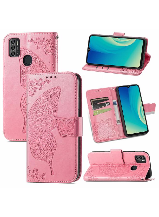 The Bros Case For ZTE Blade A7S 2020 Butterfly Love Flowers Embossed Horizontal Flip Leather Case with Holder & Card Slots & Wallet & Lanyard