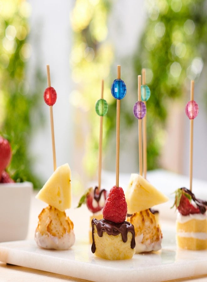 قوستو أعواد كوكتيل وأعواد طعام من غوستو [200 قطعة] - أعواد أسنان خشبية فاخرة بطول 4.7 بوصة للمقبلات وأعواد كوكتيل للمشروبات - أعواد أسنان لؤلؤية بألوان متنوعة - Image 3