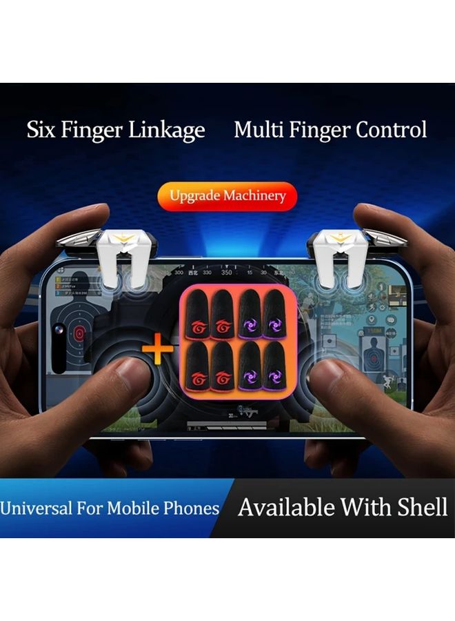 White Mobile Game Trigger 4 Finger Cots L1 R1 Alloy Button for iPhone Android Phone Gaming - Image 3