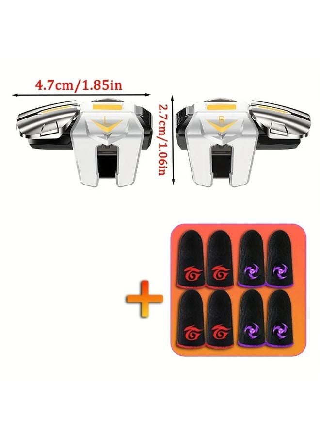 White Mobile Game Trigger 4 Finger Cots L1 R1 Alloy Button for iPhone Android Phone Gaming - Image 2
