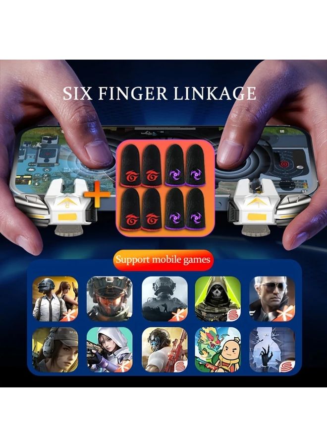 White Mobile Game Trigger 4 Finger Cots L1 R1 Alloy Button for iPhone Android Phone Gaming - Image 5