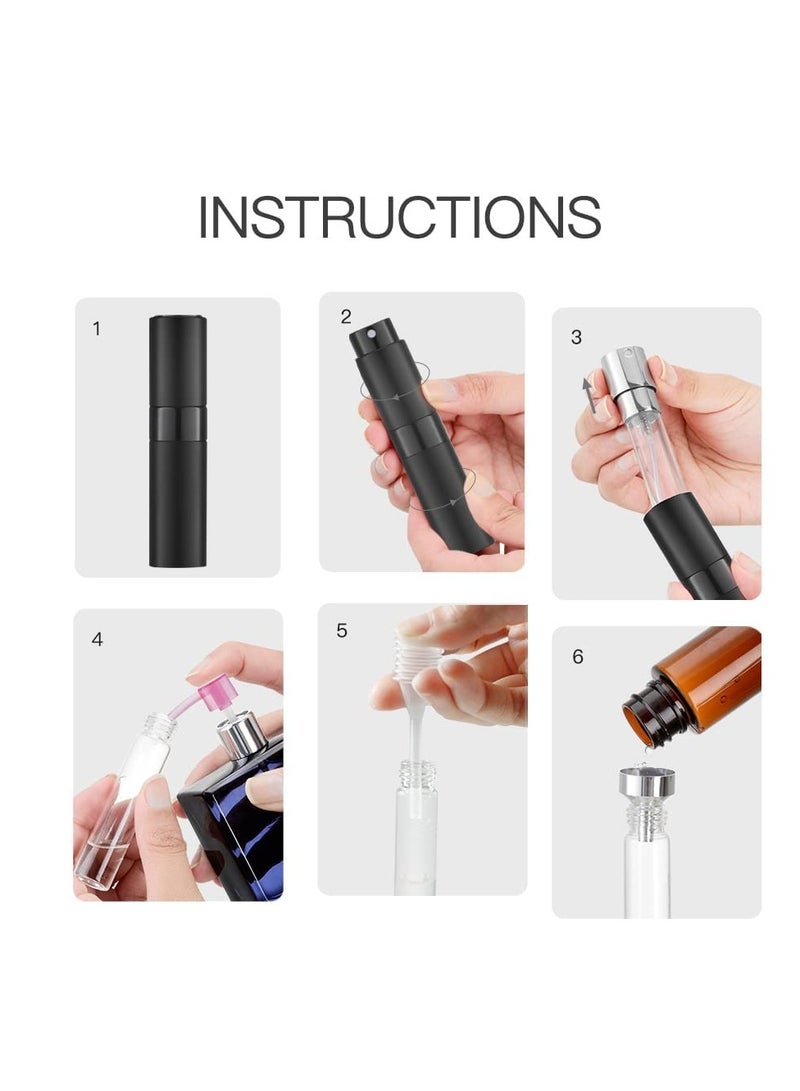 GoodTool 4 Pcs 8ML Refillable Travel Perfume Atomizer Mini Portable Spray Bottles with Funnel and Dropper and Refill Pump for Women Men Travel Vacation - Image 4