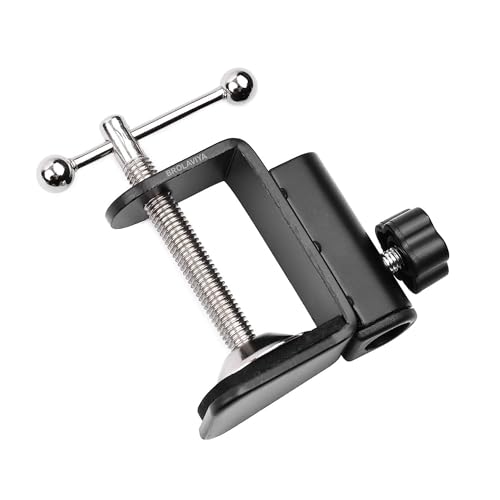 BROLAVIYA Desk Base Clamp Mount for Microphone Boom Scissor Arm, Table C Clip for Articulating arm Stand, or Mic Stand Fits Up to 1.77 inch 4.5cm Thickness. - Image 1