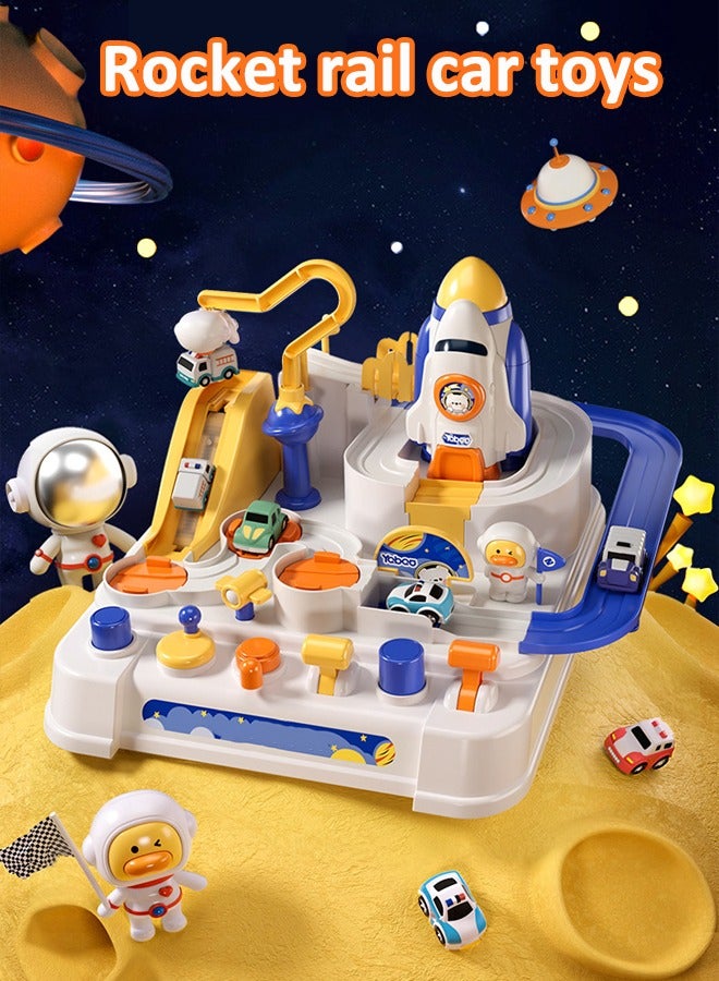 Track Adventure Toys Space Adventure Toys Kids Car Adventure Toy Magnetically attracted astronauts With 4 themed cars  - Image 1