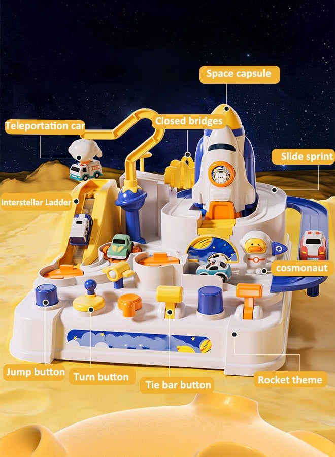 Track Adventure Toys Space Adventure Toys Kids Car Adventure Toy Magnetically attracted astronauts With 4 themed cars  - Image 3