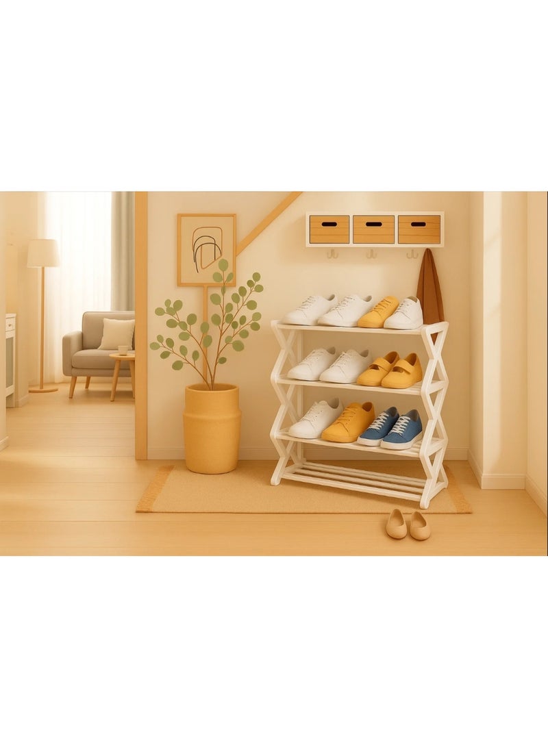 LINGWEI Plastic Shoe Rack 4-Tier Space-Saving Shoe Storage Organizer - Image 2