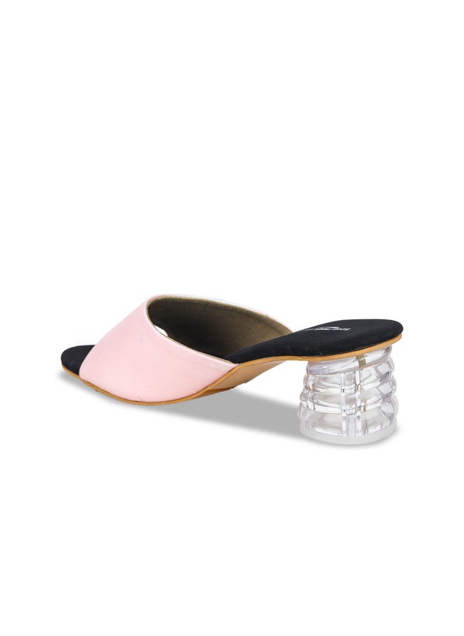 She Zone Pink Printed Block Heel Sandals for Women - Image 3