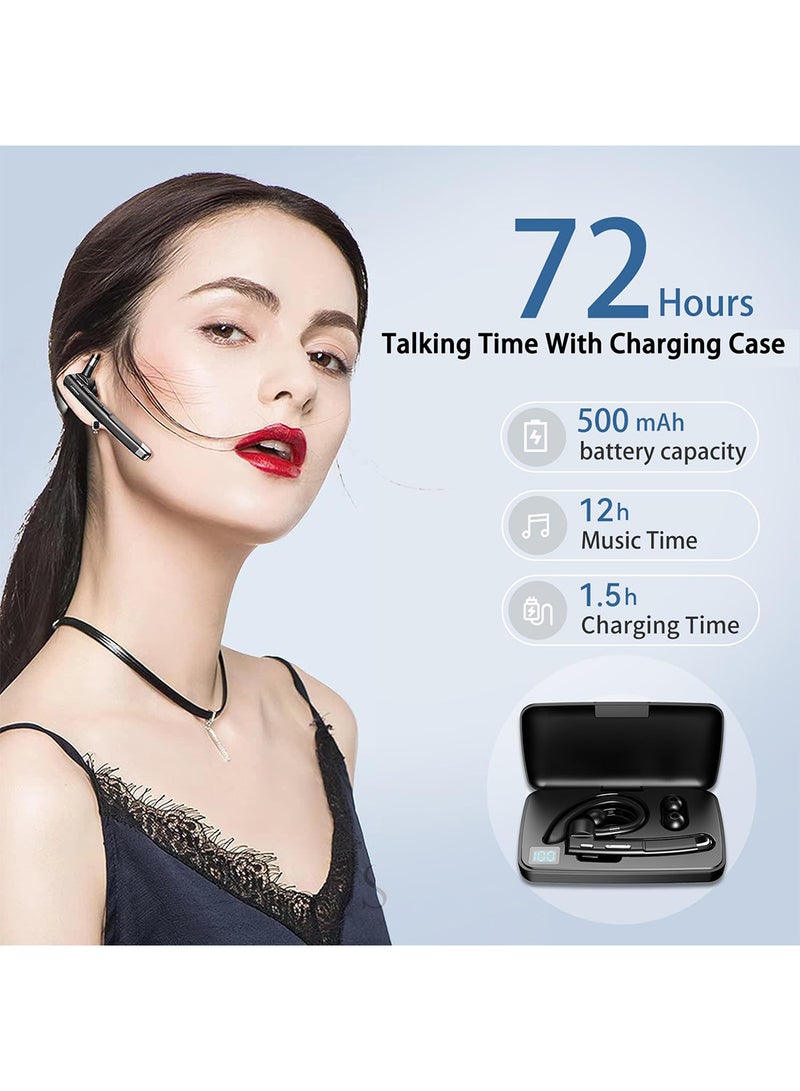 إكس ليفيل سماعة أذن لاسلكية مزودة ببلوتوث للهواتف المحمولة، سماعة بلوتوث 5.2 مع علبة شحن، متوافقة مع أنظمة iOS وأندرويد، سماعة أذن واحدة بدون استخدام اليدين مزودة بميكروفون، مناسبة للأعمال والمكتب والهواتف، مزودة بميكروفون مدمج من مانوس ليبرس، عازل للضوضاء (أسود) - Image 2