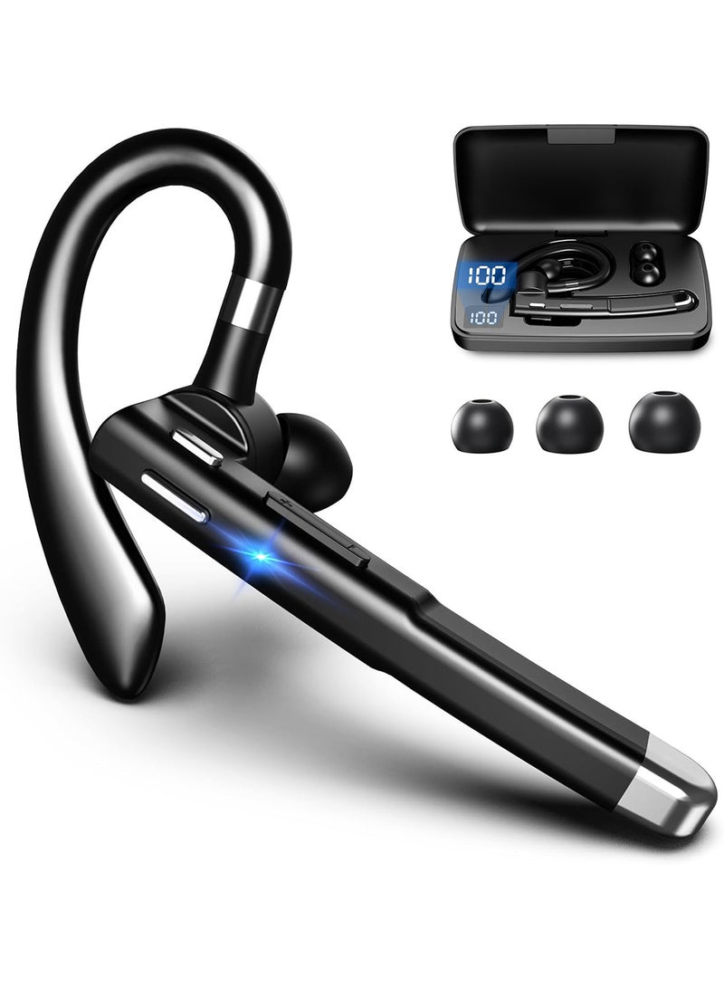 إكس ليفيل سماعة أذن لاسلكية مزودة ببلوتوث للهواتف المحمولة، سماعة بلوتوث 5.2 مع علبة شحن، متوافقة مع أنظمة iOS وأندرويد، سماعة أذن واحدة بدون استخدام اليدين مزودة بميكروفون، مناسبة للأعمال والمكتب والهواتف، مزودة بميكروفون مدمج من مانوس ليبرس، عازل للضوضاء (أسود) - Image 1