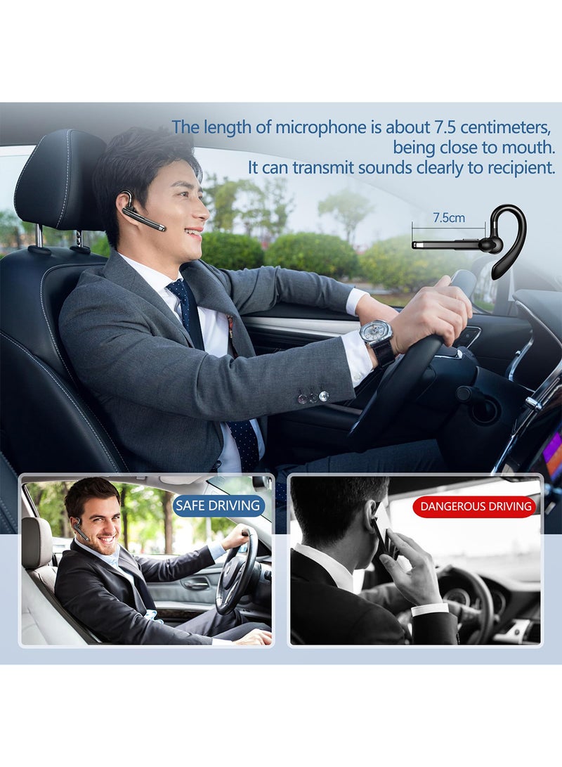 إكس ليفيل سماعة أذن لاسلكية مزودة ببلوتوث للهواتف المحمولة، سماعة بلوتوث 5.2 مع علبة شحن، متوافقة مع أنظمة iOS وأندرويد، سماعة أذن واحدة بدون استخدام اليدين مزودة بميكروفون، مناسبة للأعمال والمكتب والهواتف، مزودة بميكروفون مدمج من مانوس ليبرس، عازل للضوضاء (أسود) - Image 5