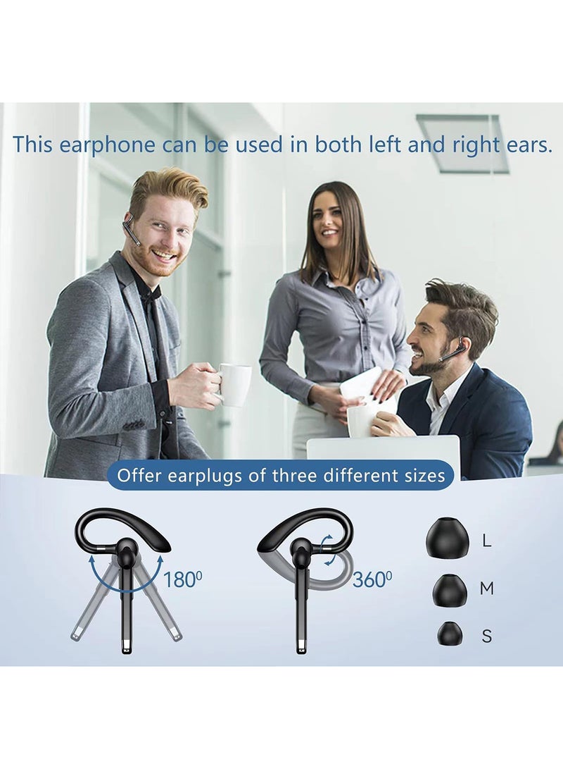 إكس ليفيل سماعة أذن لاسلكية مزودة ببلوتوث للهواتف المحمولة، سماعة بلوتوث 5.2 مع علبة شحن، متوافقة مع أنظمة iOS وأندرويد، سماعة أذن واحدة بدون استخدام اليدين مزودة بميكروفون، مناسبة للأعمال والمكتب والهواتف، مزودة بميكروفون مدمج من مانوس ليبرس، عازل للضوضاء (أسود) - Image 3