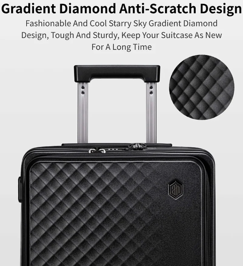 أركتيك هانتر Hard Shell Luggage Front-Loading Fashion Carryon Luggage Trolley with TSA Compatible Combination Lock and Safe Zipper, LGX002-20, Black