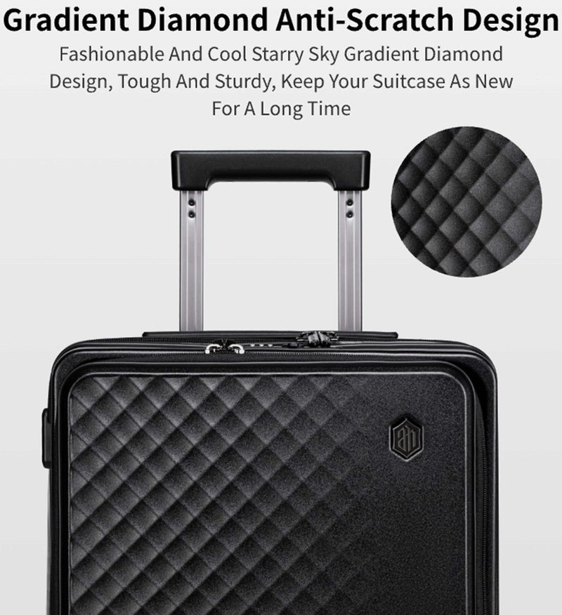 ARCTIC HUNTER Hard Shell Luggage Front-Loading Fashion Carryon Luggage Trolley with TSA Compatible Combination Lock and Safe Zipper, LGX002-20, Black - Image 2