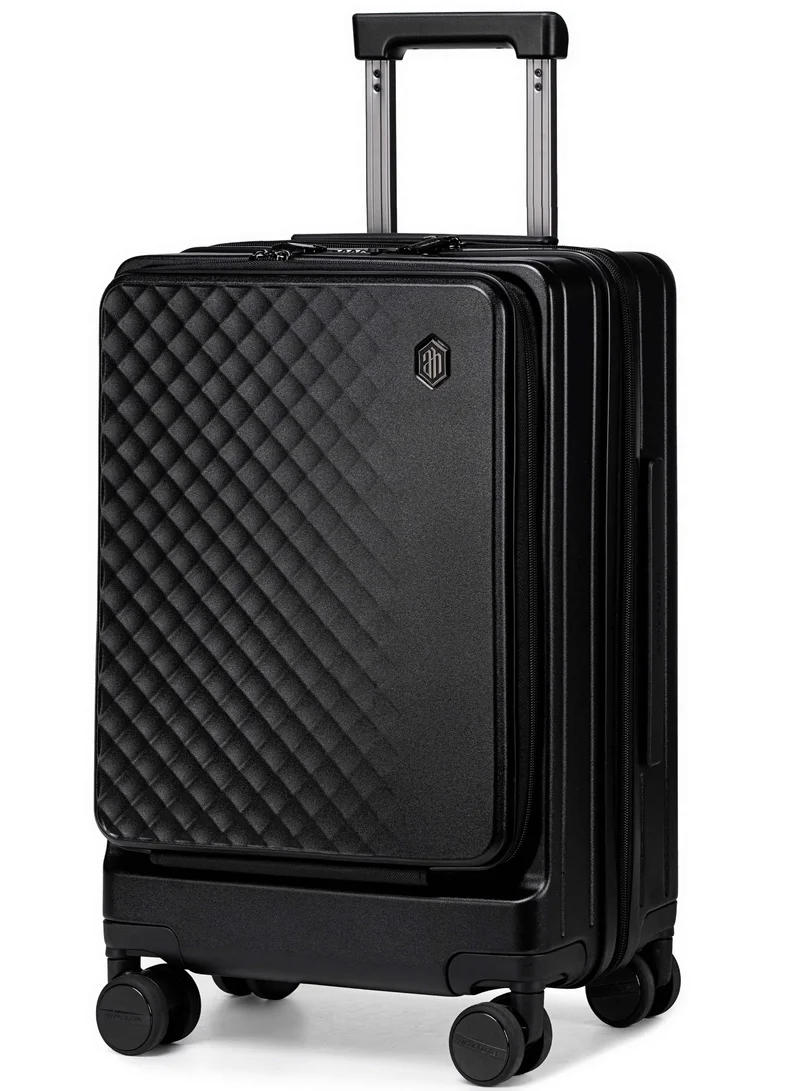 أركتيك هانتر Hard Shell Luggage Front-Loading Fashion Carryon Luggage Trolley with TSA Compatible Combination Lock and Safe Zipper, LGX002-20, Black