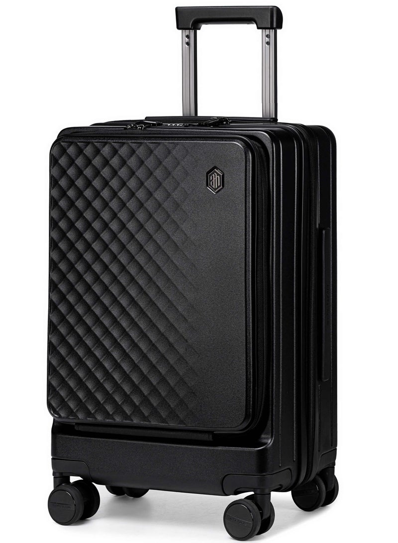 ARCTIC HUNTER Hard Shell Luggage Front-Loading Fashion Carryon Luggage Trolley with TSA Compatible Combination Lock and Safe Zipper, LGX002-20, Black - Image 1