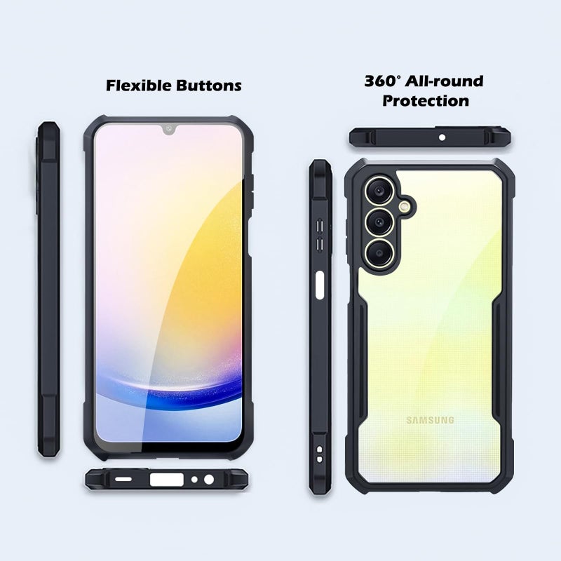 Samsung Galaxy A25 5G Case with Camera Lens Protection, Shockproof TPU Bumper, Anti-Yellowing Slim Fit Back Cover, Black Clear - Image 2