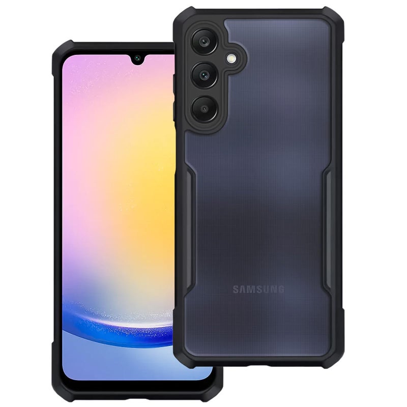 Samsung Galaxy A25 5G Case with Camera Lens Protection, Shockproof TPU Bumper, Anti-Yellowing Slim Fit Back Cover, Black Clear - Image 1