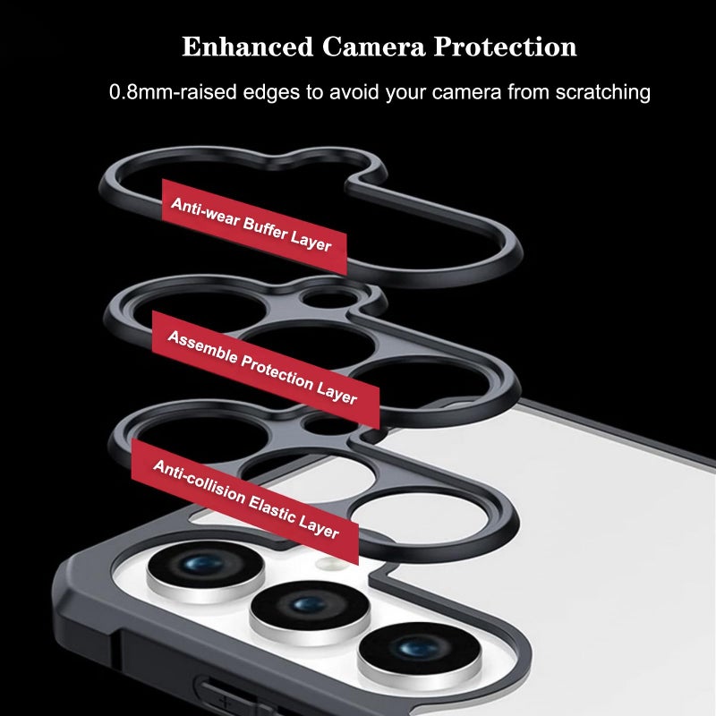 Samsung Galaxy A25 5G Case with Camera Lens Protection, Shockproof TPU Bumper, Anti-Yellowing Slim Fit Back Cover, Black Clear - Image 4
