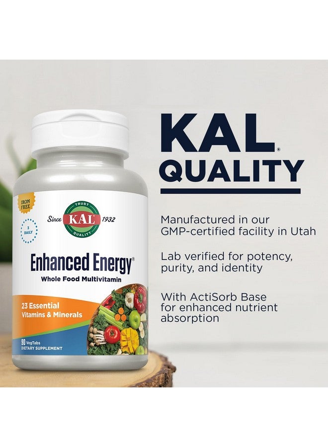KAL Enhanced Energy Supplements, 3 Daily - Whole Food Multivitamin for Women and Men, Iron Free - 23 Essential Vitamins, Minerals, Super Foods, Digestive Enzymes, 60-Day Guarantee, 30 Serv, 90 VegTabs - Image 4
