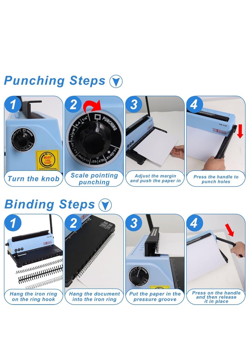 Kidle - Glue Ring Clip Strip Comb Binding Machine ,TD-130， 34-Holes, 450 Sheets, Comb Binding Machines, Comb Binder Machine   Book Maker Perfect for Letter Size, A4, A5 or Smaller Sizes - Image 1