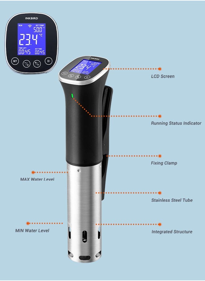 INKBIRD - INKBIRD ISV-300W WiFi Sous Vide Machine IPX7 Waterproof Sous Vide Cooker APP Remote Control with Recipes Alarms Timer Booking Function - Image 1