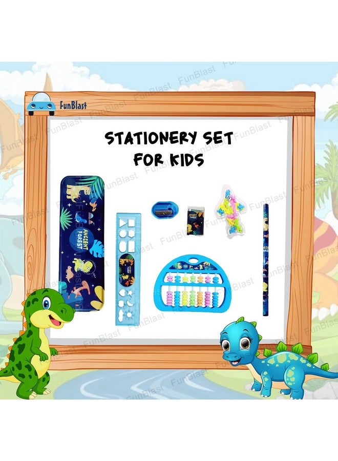 فنبلاست مجموعة أدوات مكتبية فن بلاست كاواي للأطفال - هدايا إرجاع القرطاسية للأطفال، مجموعة أدوات مكتبية للطلاب، علبة أقلام، مسطرة، ممحاة، مبراة مع لعبة لودو وعداد ألعاب، هدايا عيد ميلاد (غابة)، متعددة الألوان - Image 3
