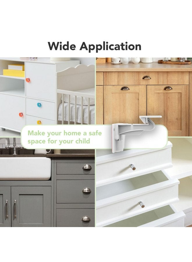 moonybaby 12-Pack Invisible Baby Proof Cabinet Latch Locks by Moonybaby, White - Image 3