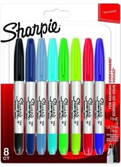 Permanent Marker Double End Fine 8 Piece Set