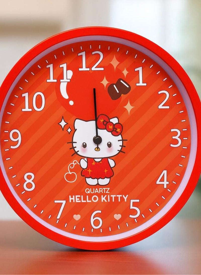 هالو كيتي ساعة جدارية بتصميم شخصية هيلو كيتي | ساعة حائط أنيقة بديكور كرتوني مميز تضيف لمسة جمالية للغرفة | مناسبة لغرف الأطفال والمكاتب وغرف المعيشة