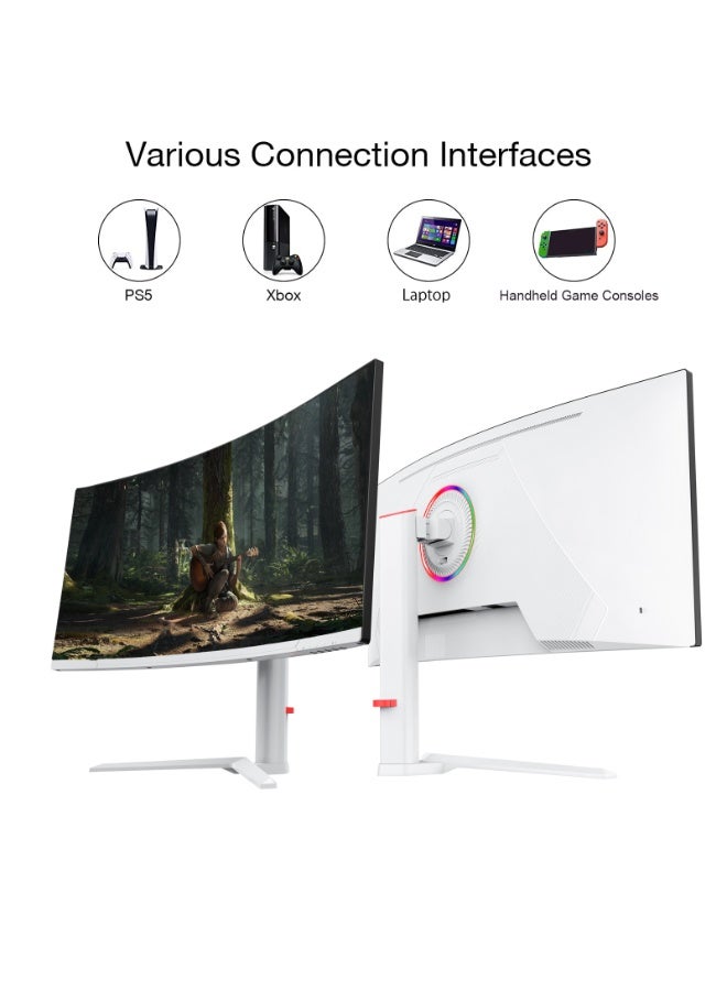 34-Inch Ultra-Wide Curved Gaming Monitor, 3440 x 1440 WQHD, 180Hz, 1ms, VA Panel with LED Backlight, Built-in Speakers, 1500R Curvature, 2 x HDMI 2.0 & 2 x DisplayPort 1.4, White - Image 3