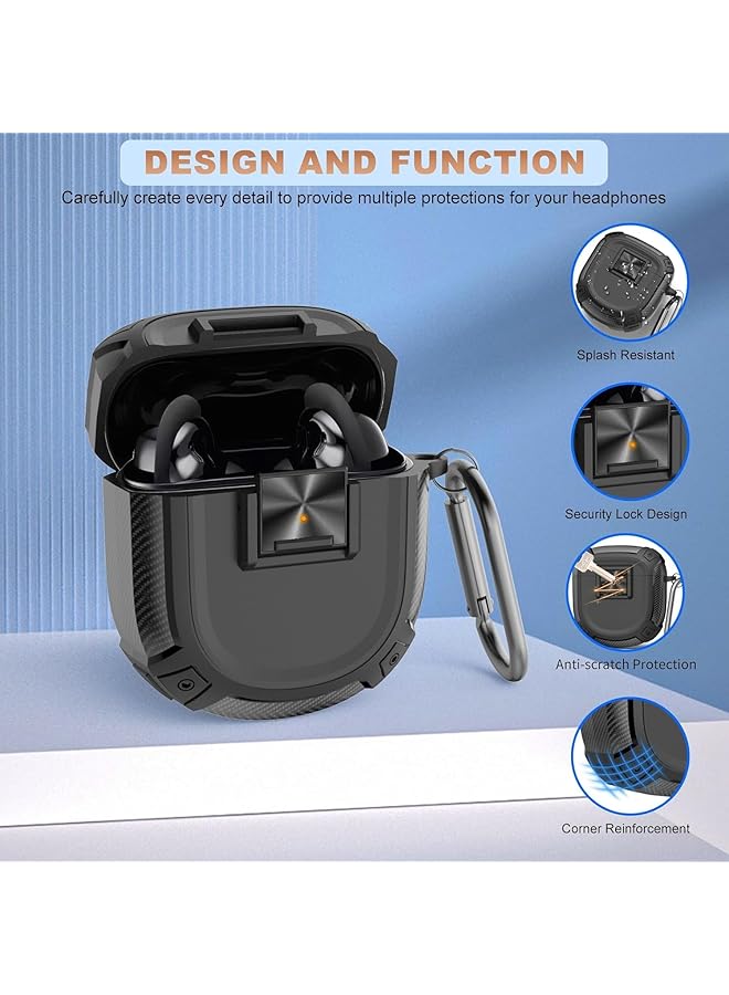 erorex Protective Case For Bose Quietcomfort Earbuds Ii 2022 And Quietcomfort Ultra Case 2023 Shockproof Tpu Cover With Carabiner Black Bose Quietcomfort Earbuds Ii Ultra - Image 3