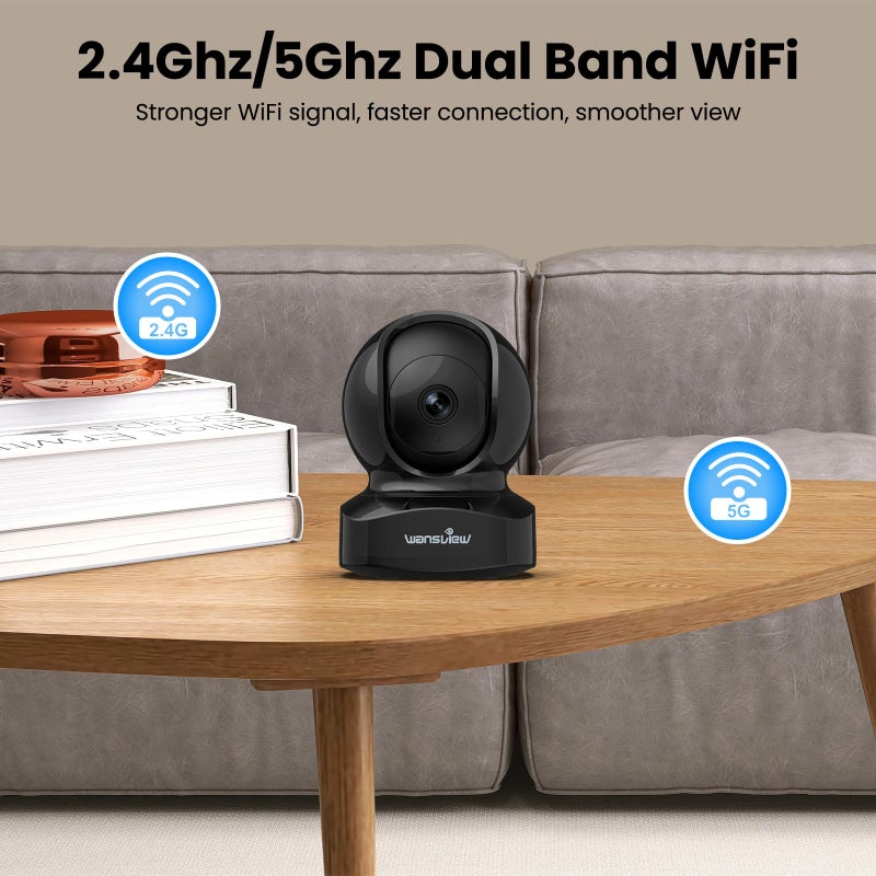 wansview Security Camera, IP Camera, WiFi Home Indoor Camera for Baby/Pet/Nanny, 2 Way Audio Night Vision, Compatible with Alexa, with TF Card Slot and Cloud, Q5 (Black, 5MP) - Image 3