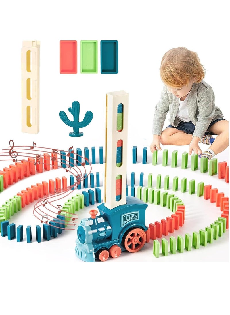سوفام مجموعة ألعاب قطار دومينو للأطفال، لعبة قطار دومينو لعبة البناء، لعبة دومينو لعبة تكديس الألعاب، لعبة دومينو للبناء الآلي لغز لعبة قطار منزلي الصنع، مناسبة لـ 3+ سنة أولاد بنات - Image 1