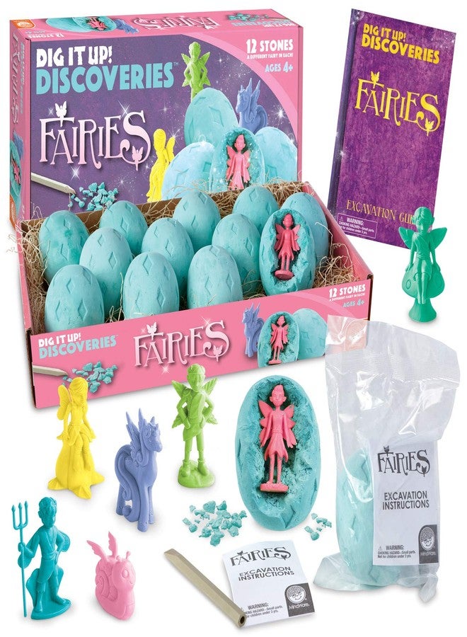 MindWare Dig It Up! Discoveries Fairies Dig Kit - 12 Surprise Eggs and 12 Fairies Toys for Girls & Boys - Great for Birthday Party Kids Activities - Ages 4 and Up - Image 1