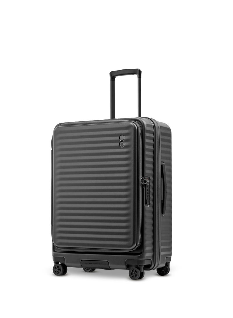 Echolac Celestra PC183FA-01 FS 24 Inch Expandable Hardside Trolley Luggage with TSA Lock, Front Opening Design, Hinomoto 4 Double-Wheeled System & Premium PC Shell - Black - Image 2
