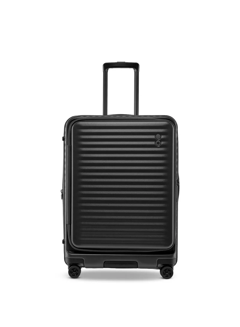 Echolac Echolac Celestra PC183FA-01 FS 24 Inch Expandable Hardside Trolley Luggage with TSA Lock, Front Opening Design, Hinomoto 4 Double-Wheeled System & Premium PC Shell - Black