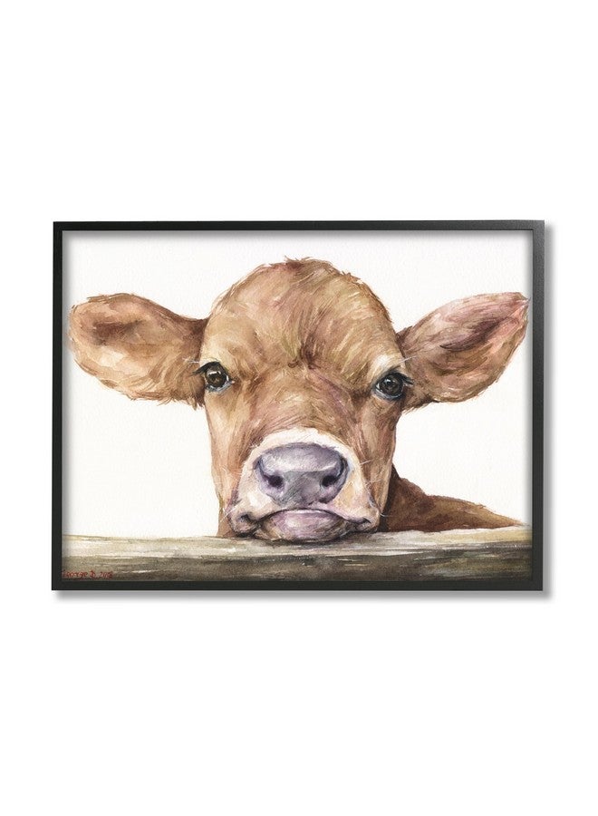 Stupell Industries Cute Baby Cow Animal Watercolor Painting Framed Giclee Art Design By Artist George Dyachenko 16 X 20 Black Framed - Image 2