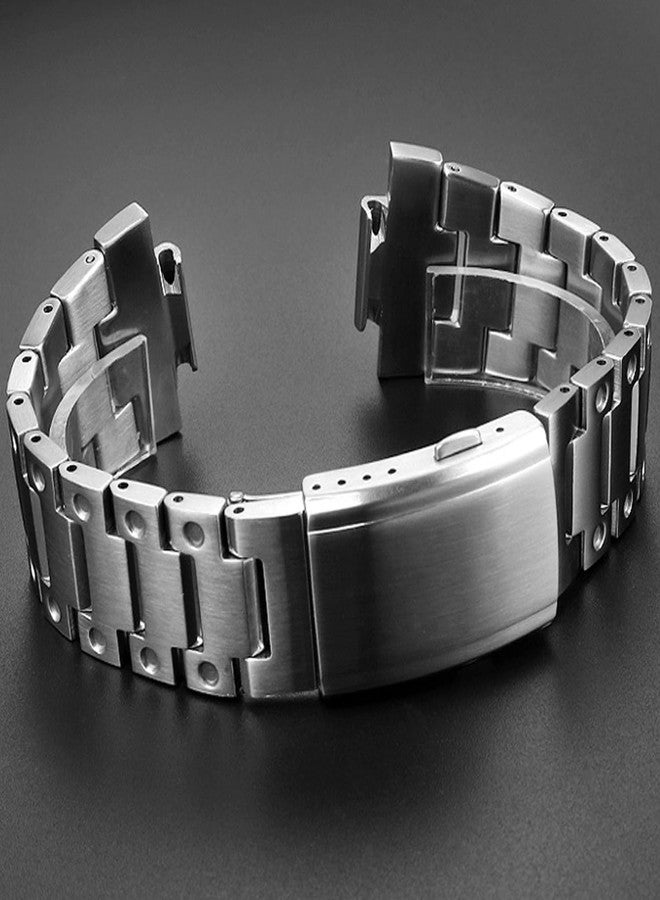 سوار LDDAL من الفولاذ المقاوم للصدأ سريع الفك متوافق مع سوار ساعة G-Shock GM2100 GM5600 للرجال (فضي) - Image 2