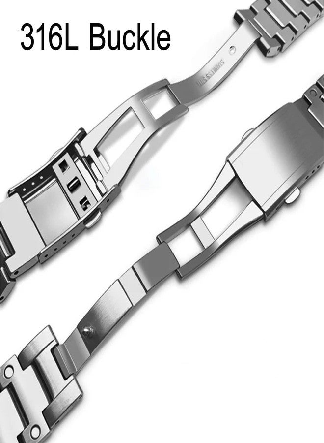 سوار LDDAL من الفولاذ المقاوم للصدأ سريع الفك متوافق مع سوار ساعة G-Shock GM2100 GM5600 للرجال (فضي) - Image 4