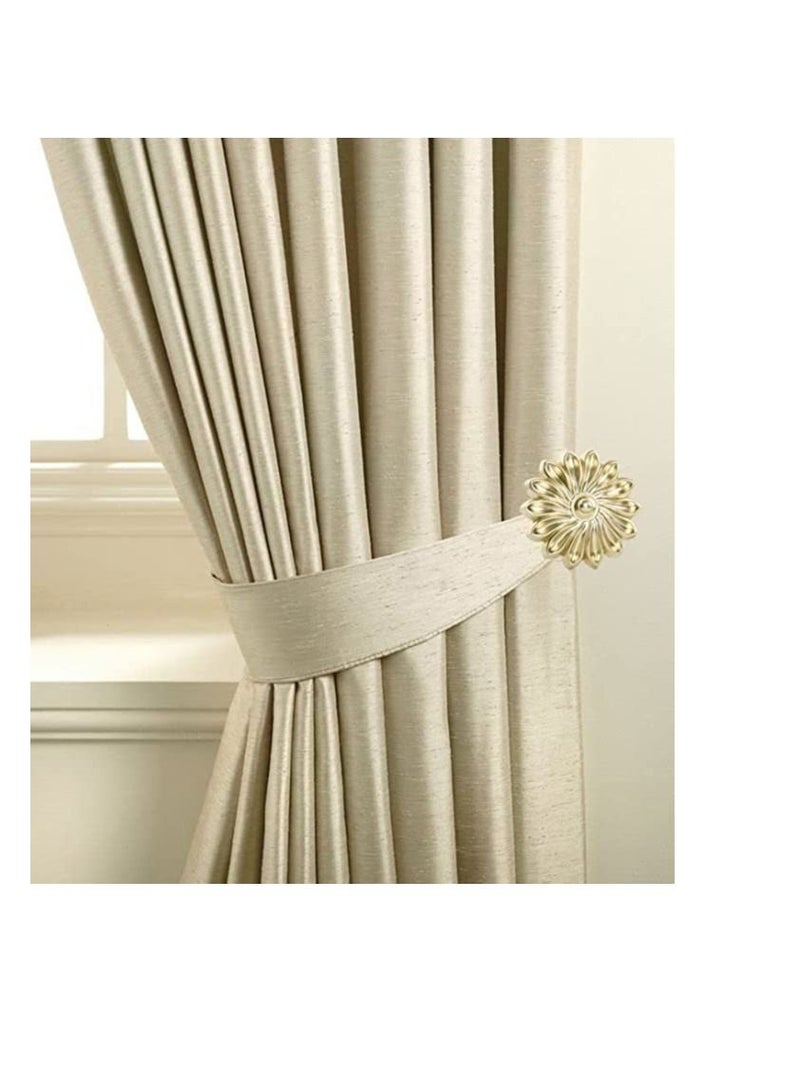 IDT 1 Pair Curtain Holdbacks Window Tie Backs Holders For Bedroom Wall Office Decor Home Sheer Blackout Drapes Blind Curtains Decorations Accessories Buckle Hooks Light Golden Colour - Image 1