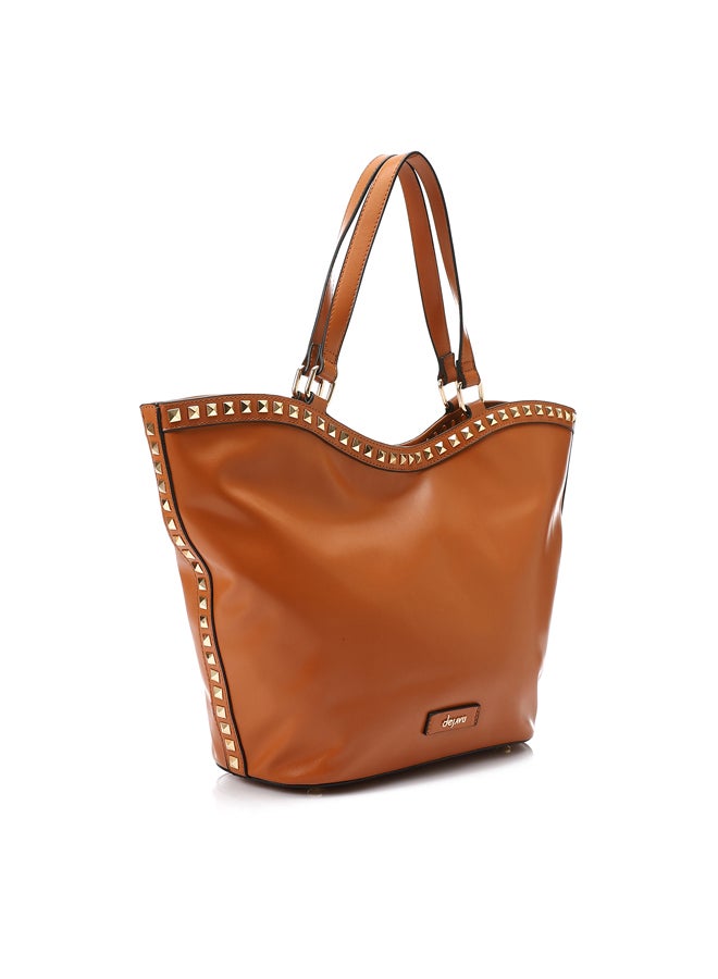 DejaVu Studded Magnetic Closure Sholder Bag - Camel - Image 1